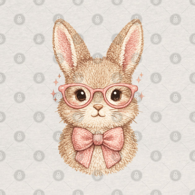 Cute Easter Bunny Glasses Pink Bow Coquette Spring Vibes by shirtlux