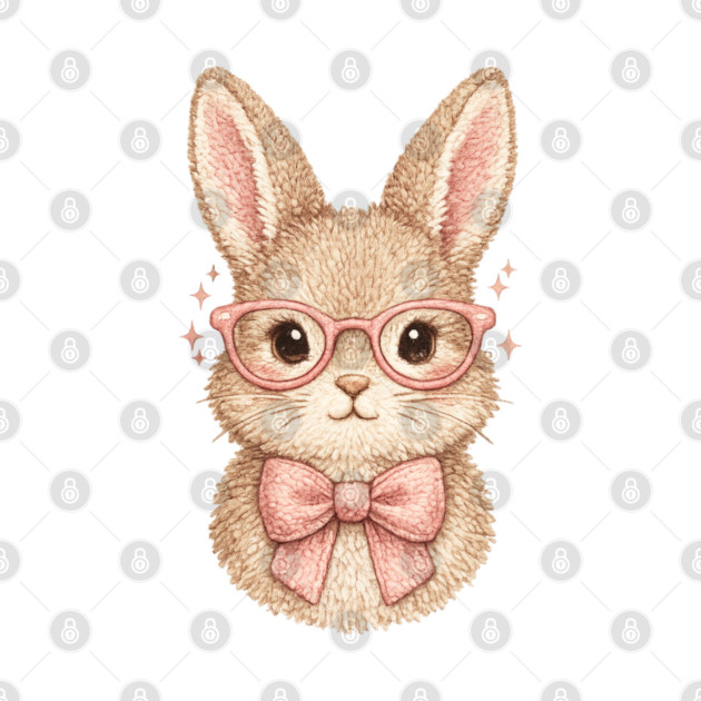 Cute Easter Bunny Glasses Pink Bow Coquette Spring Vibes by shirtlux
