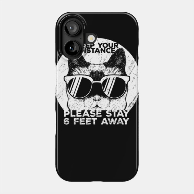 Social Distancing Funny Cat With Sunglasses Phone Case by creative