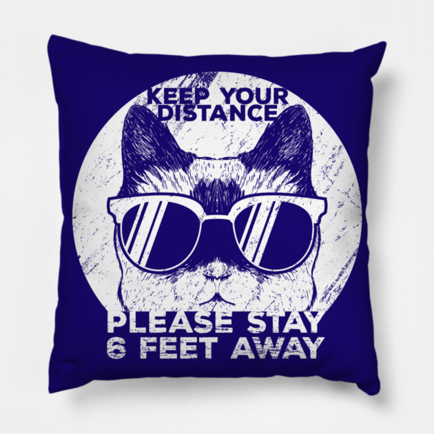 Social Distancing Funny Cat With Sunglasses Pillow by creative