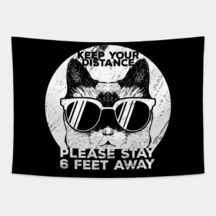 Social Distancing Funny Cat With Sunglasses Tapestry