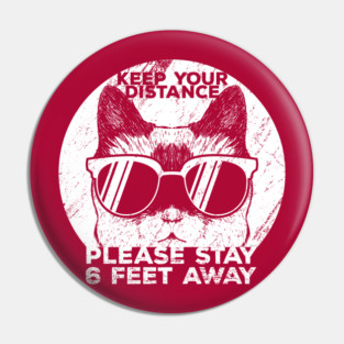Social Distancing Funny Cat With Sunglasses Pin