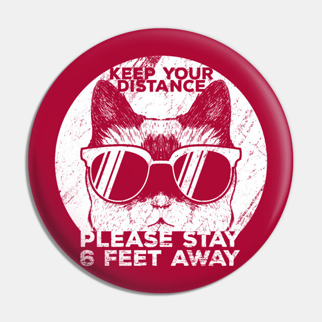 Social Distancing Funny Cat With Sunglasses Pin by creative