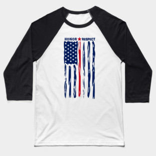 Honor Respect Thin Red Line American Flag Baseball T-Shirt