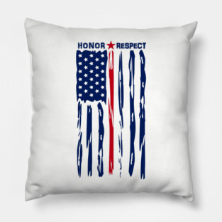 Honor Respect Thin Red Line American Flag Pillow