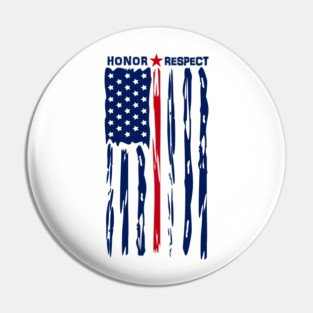 Honor Respect Thin Red Line American Flag Pin