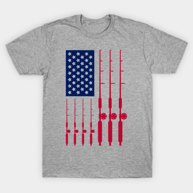 Reel Freedom Fishing Rods American Flag T-Shirt by Anticorporati
