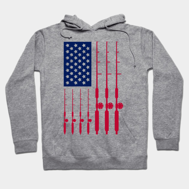 Reel Freedom Fishing Rods American Flag Hoodie by Anticorporati