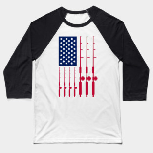 Reel Freedom Fishing Rods American Flag Baseball T-Shirt