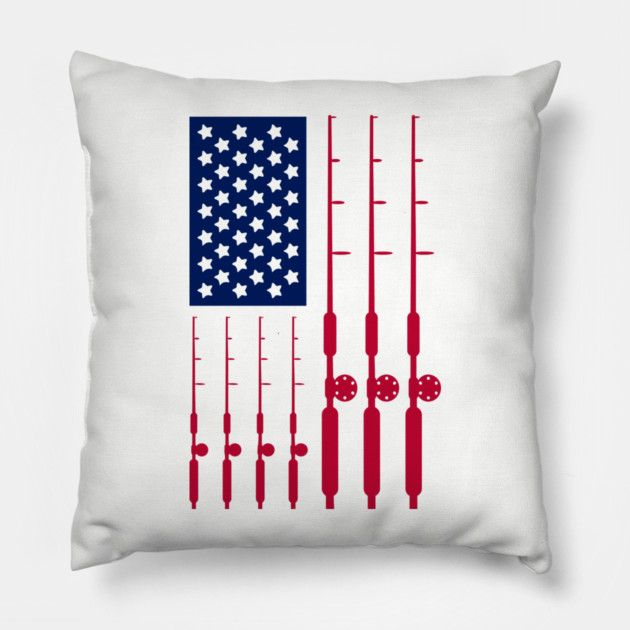 Reel Freedom Fishing Rods American Flag Pillow by Anticorporati