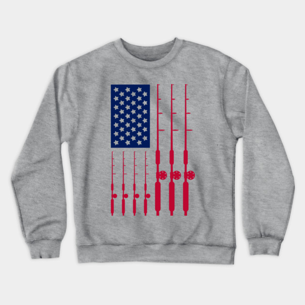 Reel Freedom Fishing Rods American Flag Crewneck Sweatshirt by Anticorporati