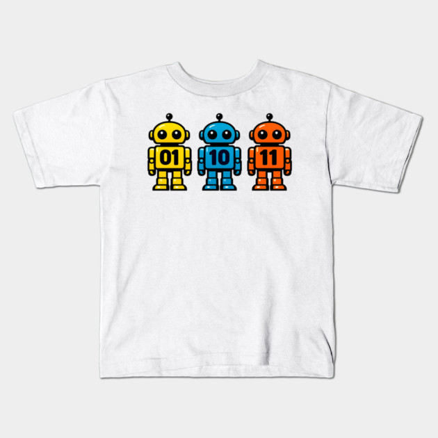 Funny Binary Robot 01 10 11 Coding Geek Humor Kids T-Shirt by shirtlux