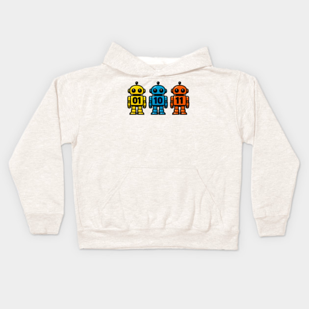 Funny Binary Robot 01 10 11 Coding Geek Humor Kids Hoodie by shirtlux