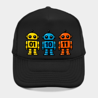 Funny Binary Robot 01 10 11 Coding Geek Humor Hat