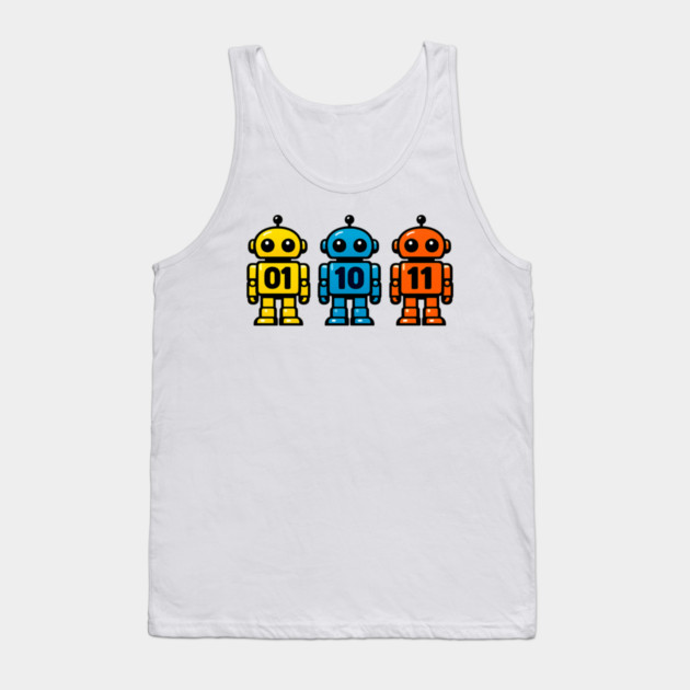 Funny Binary Robot 01 10 11 Coding Geek Humor Tank Top by shirtlux