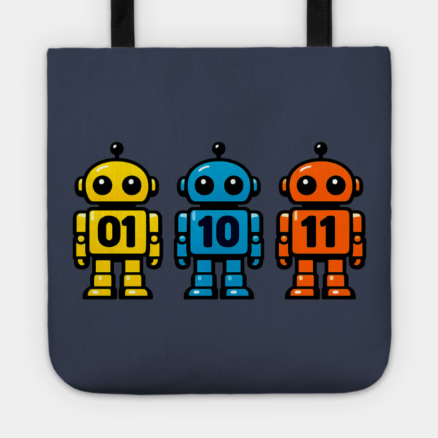 Funny Binary Robot 01 10 11 Coding Geek Humor Tote by shirtlux