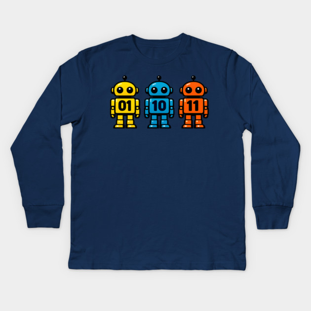 Funny Binary Robot 01 10 11 Coding Geek Humor Kids Long Sleeve T-Shirt by shirtlux
