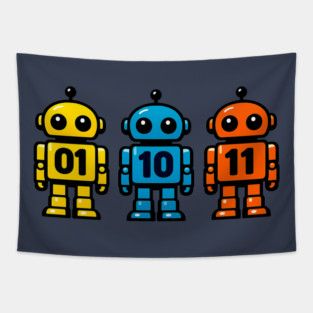 Funny Binary Robot 01 10 11 Coding Geek Humor Tapestry