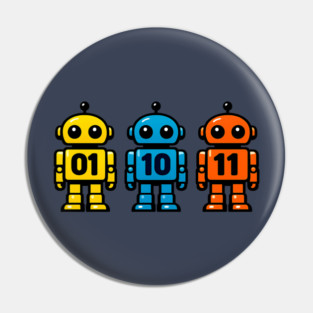 Funny Binary Robot 01 10 11 Coding Geek Humor Pin