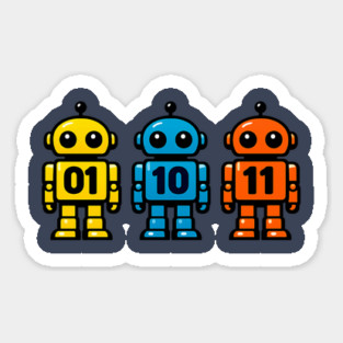 Funny Binary Robot 01 10 11 Coding Geek Humor Sticker