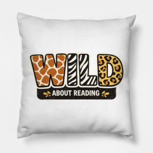 Cute Wild About Reading Animal Pattern Book Lover Pillow