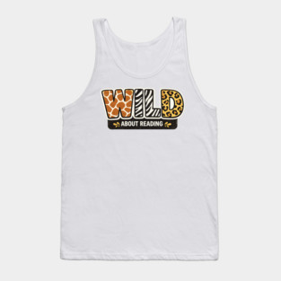 Cute Wild About Reading Animal Pattern Book Lover Tank Top