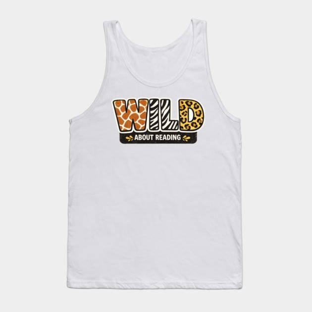 Cute Wild About Reading Animal Pattern Book Lover Tank Top by shirtlux
