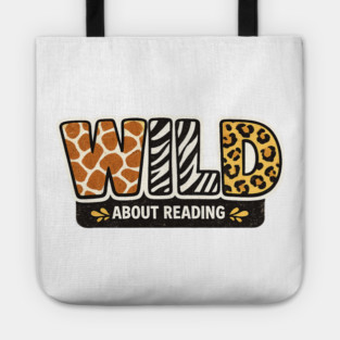 Cute Wild About Reading Animal Pattern Book Lover Tote