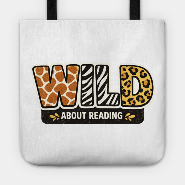 Cute Wild About Reading Animal Pattern Book Lover Tote by shirtlux