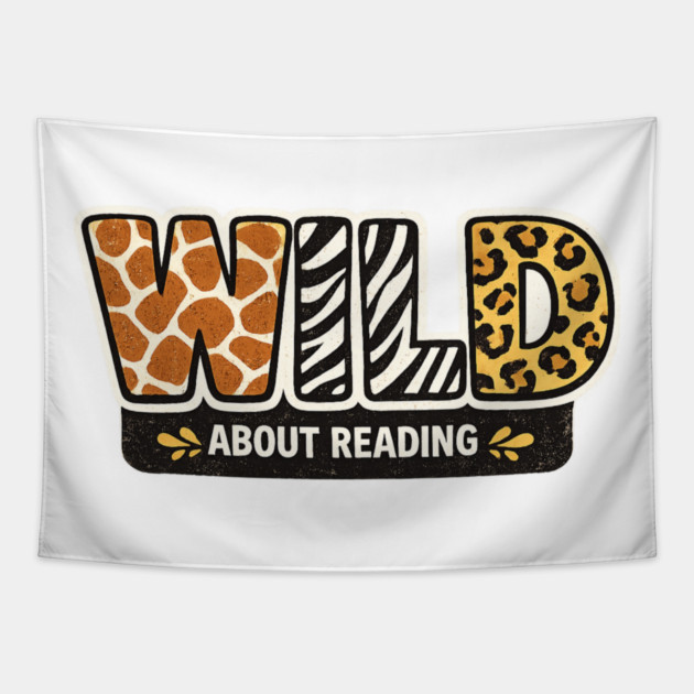 Cute Wild About Reading Animal Pattern Book Lover Tapestry by shirtlux