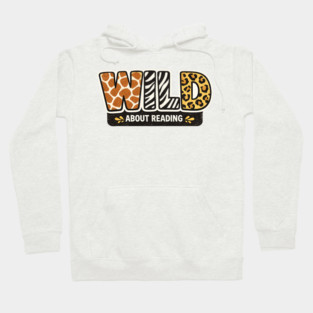 Cute Wild About Reading Animal Pattern Book Lover Hoodie