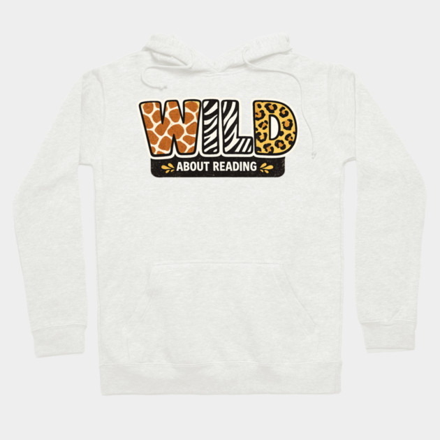 Cute Wild About Reading Animal Pattern Book Lover Hoodie by shirtlux
