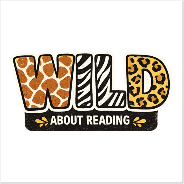 Cute Wild About Reading Animal Pattern Book Lover Wall Art by shirtlux
