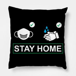 Wear a mask Wash Hands Stay Home Pillow