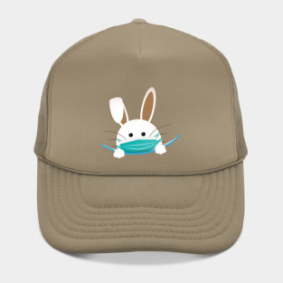 Easter Bunny Wearing a Face Mask Hat
