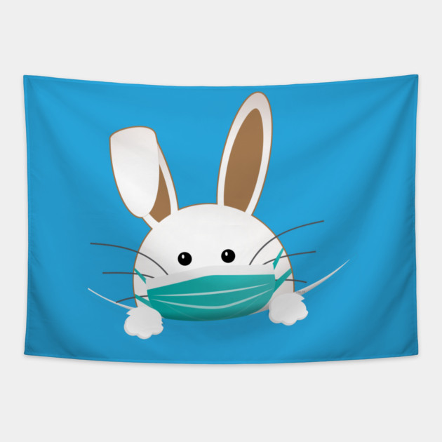 Easter Bunny Wearing a Face Mask Tapestry by creative