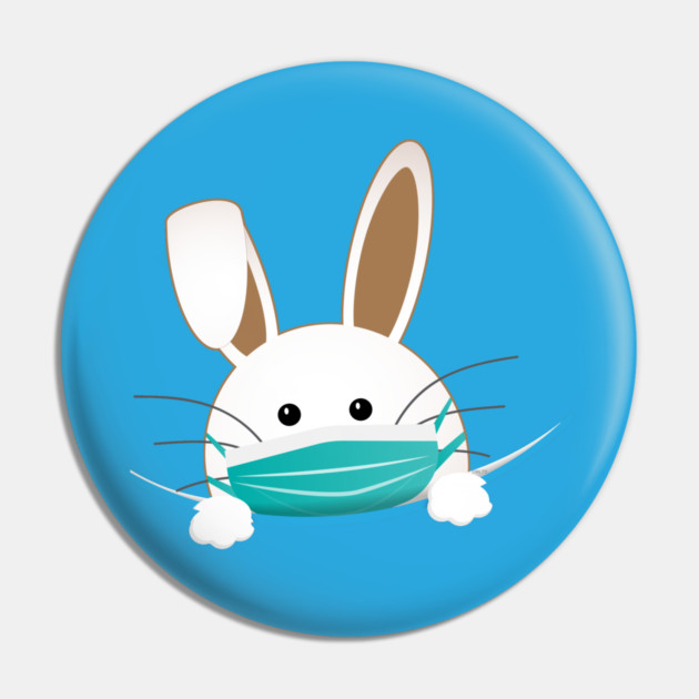 Easter Bunny Wearing a Face Mask Pin by creative