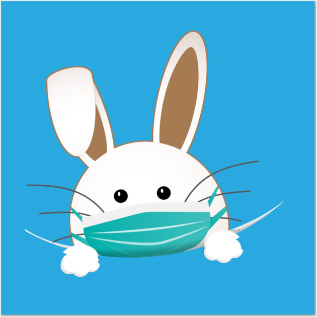 Easter Bunny Wearing a Face Mask Wall Art by creative