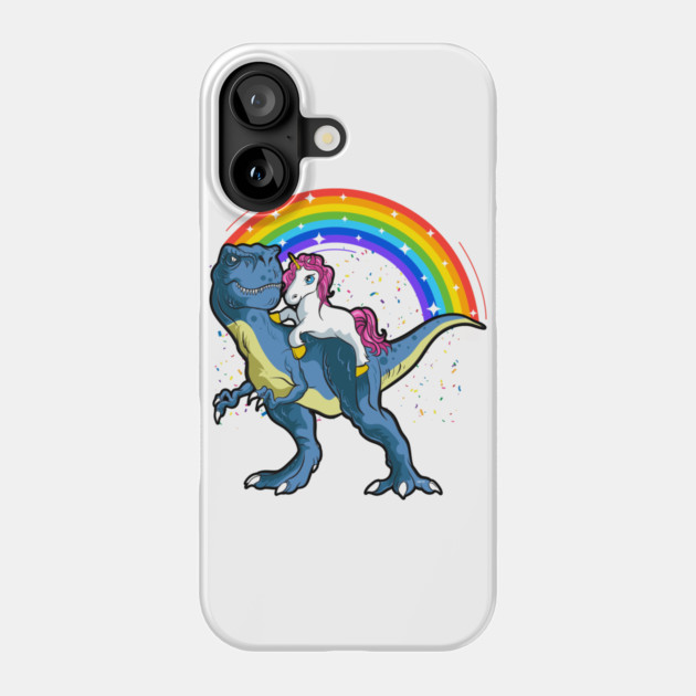 Unicorn Riding a T-Rex Dinosaur Funny Phone Case by creative