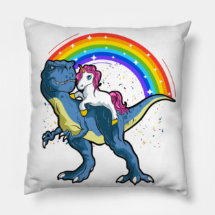 Unicorn Riding a T-Rex Dinosaur Funny Pillow