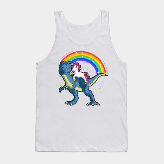 Unicorn Riding a T-Rex Dinosaur Funny Tank Top by creative