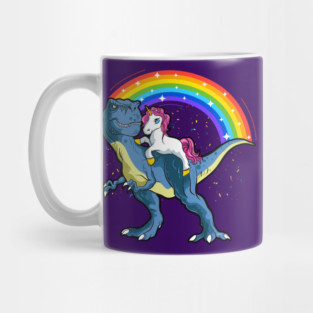 Unicorn Riding a T-Rex Dinosaur Funny Mug