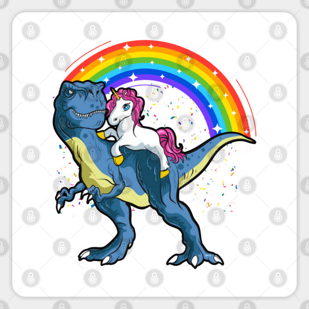 Unicorn Riding a T-Rex Dinosaur Funny Sticker by creative