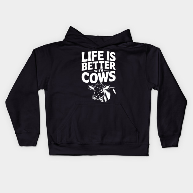 Life is Better with Cows Kids Hoodie by Frank Ring
