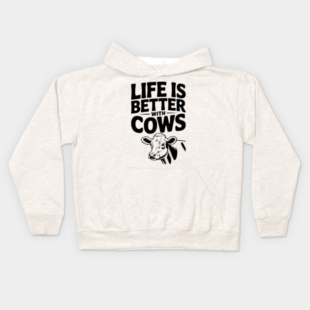 Life is Better with Cows Kids Hoodie by Frank Ring