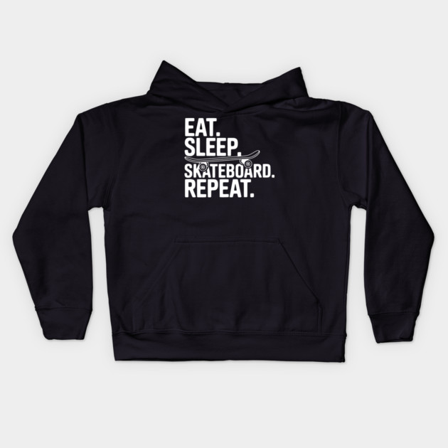 Eat. Sleep. Skateboard. Repeat. Kids Hoodie by Frank Ring