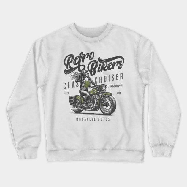 Bike Girl Crewneck Sweatshirt by monsalveautos