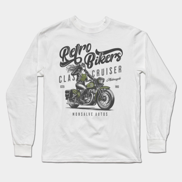 Bike Girl Long Sleeve T-Shirt by monsalveautos