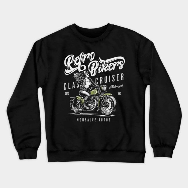 retro biker Crewneck Sweatshirt by monsalveautos