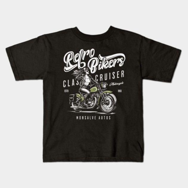 retro biker Kids T-Shirt by monsalveautos